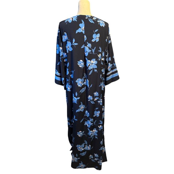 Oscar de la Renta Black and Blue Floral Maxi Dress - Picture 6 of 8